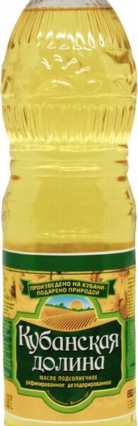 Масло подсолнечное Кубанская Долина рафинированное 0.8л