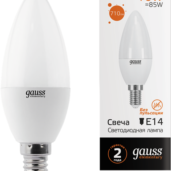 Лампа Gauss Led Elementary Candle 10W E14 3000K