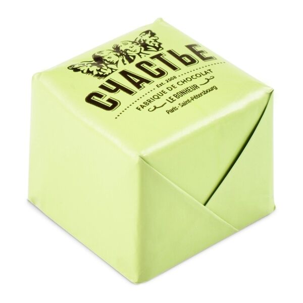 Конфета Счастье Пралине с фисташками и базиликом в молочном шоколаде