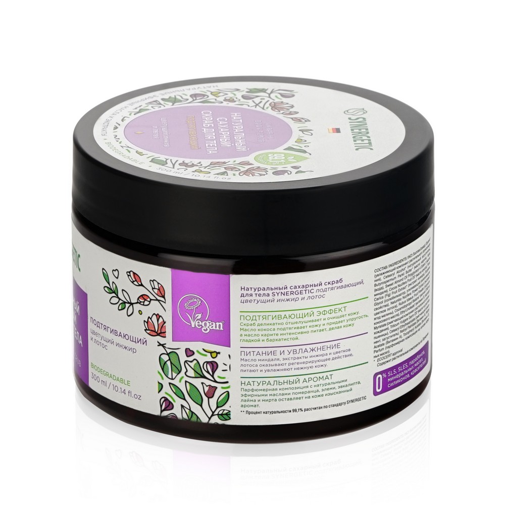 

Скраб для тела Synergetic Цветущий инжир и лотос подтягивающий 300 мл