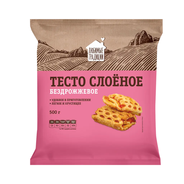 Тесто Любимые Традиции слоеное бездрожжевое