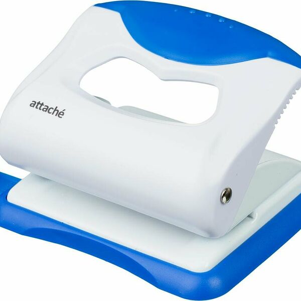 Дырокол Attache Master до 16 листов, белый/синий