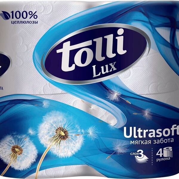 Туалетная бумага Tolli Lux Ultrasoft 3 слоя 4шт.