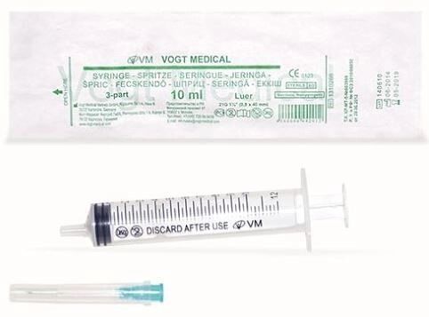 Vogt Medical Шприц одноразовый стерильный 10 мл 21G 0.8 mm x 40 mm 1 шт