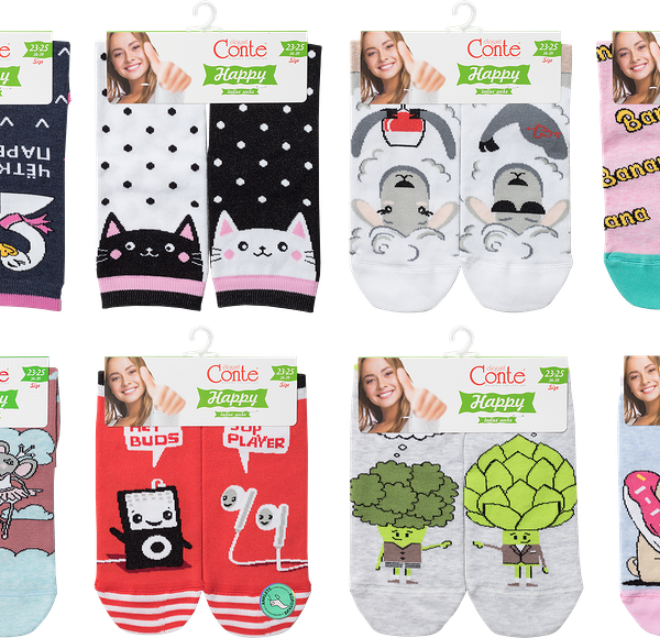 Носки женские CONTE Elegant Happy р. 23–25, в ассортименте 