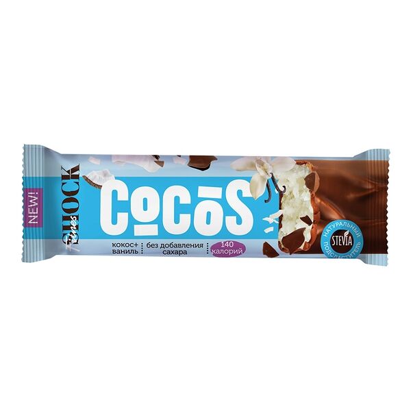 Батончик протеиновый FitnesShock Ваниль-Кокос глазированный 35г 1 шт