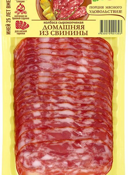 Колбаса Иней Домашняя из свинины сырокопченая полусухая