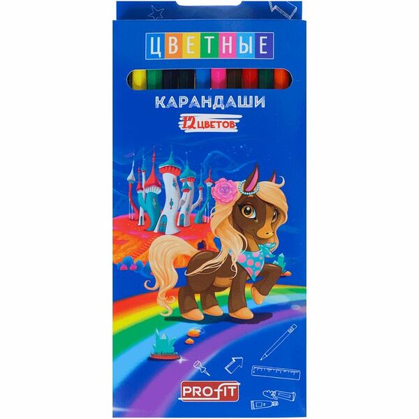 Карандаши Profit цветные деревянные, 12 цветов