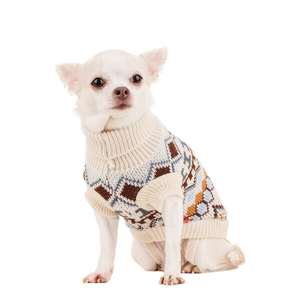 Petmax Свитер для собак с узором 20см XS бежевый (унисекс)