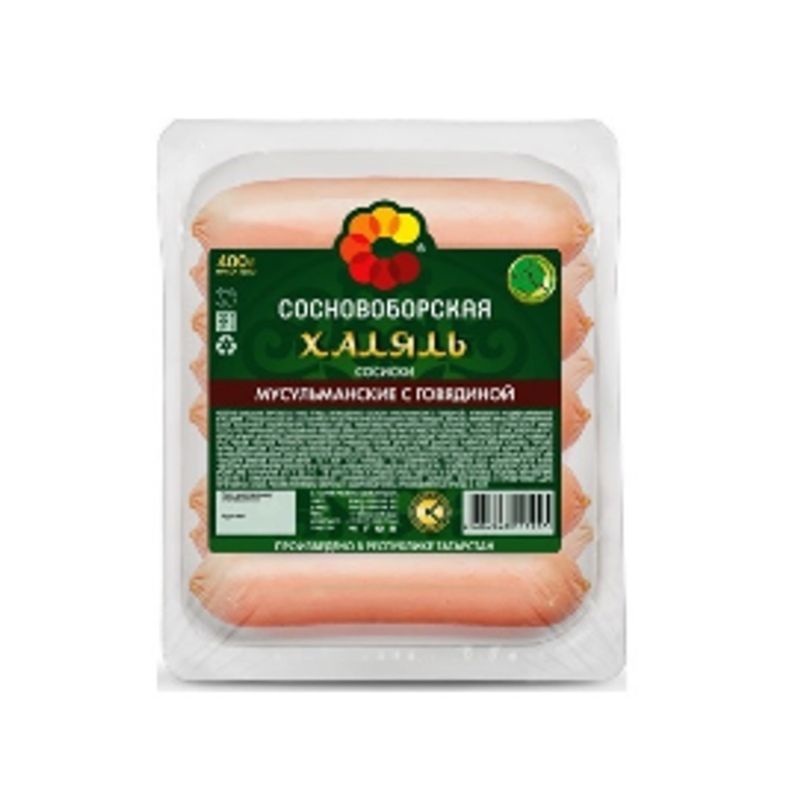 

Сосиски Сосновоборская Халяль Мусульманские с говядиной 400 г