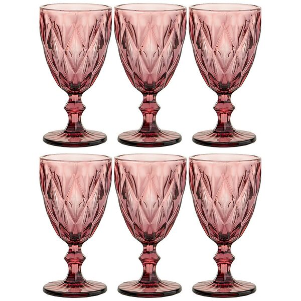Набор бокалов для вина Ромбо розовый, 6 шт, 320 мл, стекло