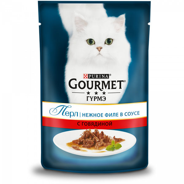 Корм для кошек Gourmet Perle нежное филе в соусе с говядиной