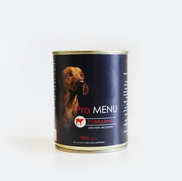 Консервы PRO MENU для взрослых собак, с говядиной, 850 гр.