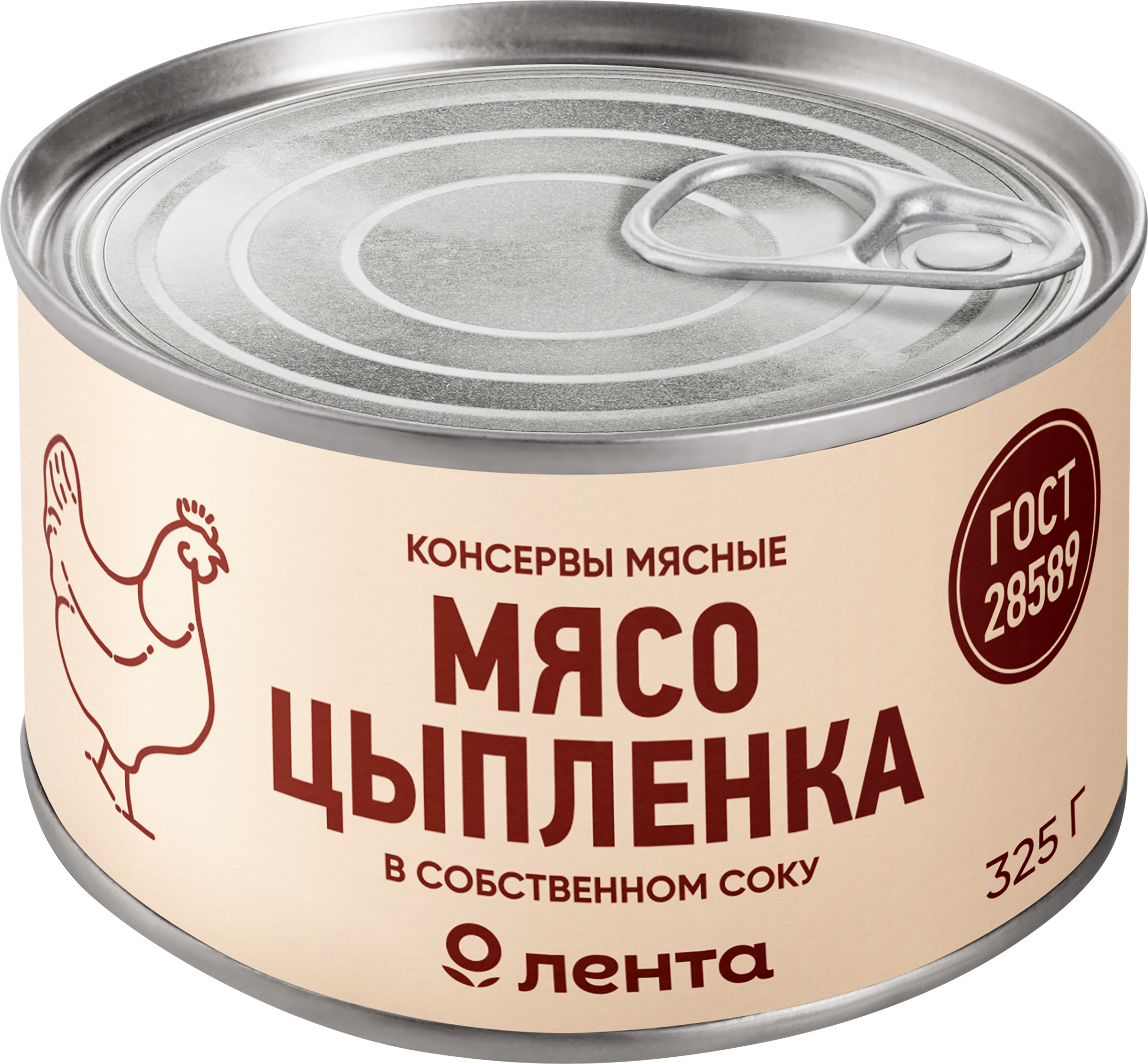 

Мясо цыпленка ЛЕНТА в собственном соку, ГОСТ, 325г