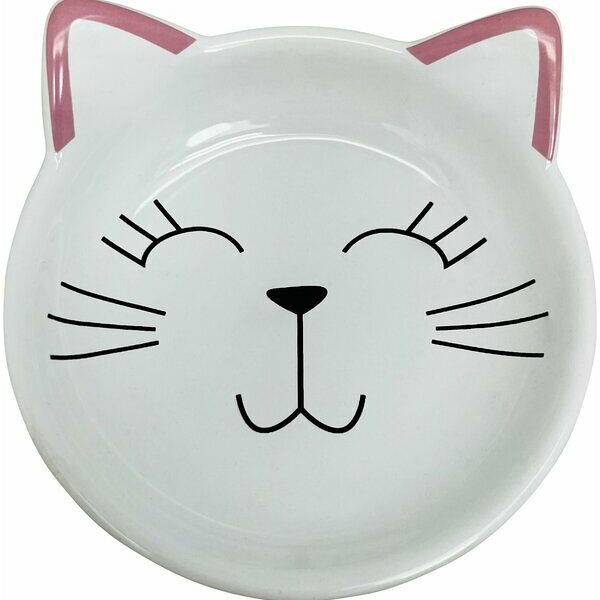 Миска керамическая №1 белая, в форме мордочки кошки 11,8x11,8x4см, 80мл