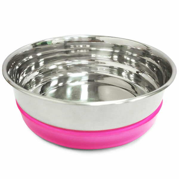 Triol миска металлическая с розовой резинкой