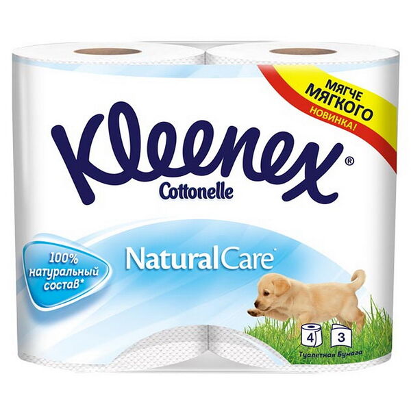 Туалетная бумага Kleenex Cottonelle Natural Care, 3сл.*4рул.
