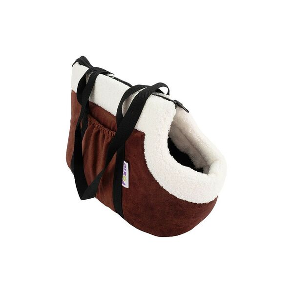 Сумка-переноска для животных FOXIE Softy Classic 48х26х26см мягкая с мехом темный шоколад