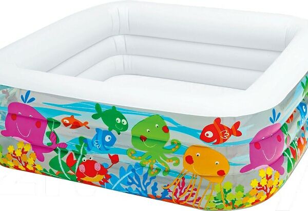 Бассейн надувной Intex Аквариум квадратный детский 159*159*50см