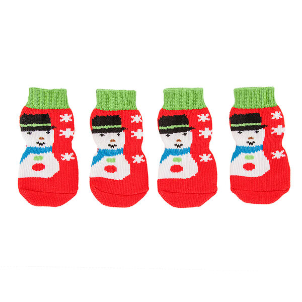 Носки для собак со снеговиком XL красный (унисекс)