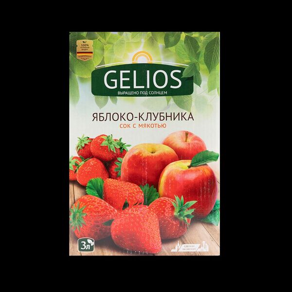 Сок Gelios Яблоко-Клубника прямого отжима 100% 3 л
