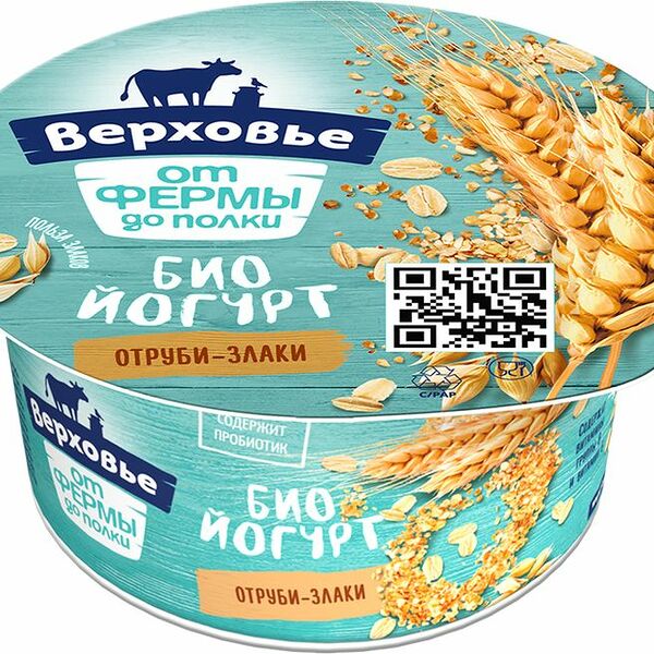 Биойогурт Верховье отруби-злаки 2.9% 150г
