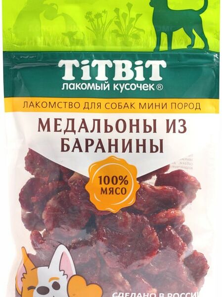 Лакомство для собак TiTBiT медальоны из баранины для собак мини пород 100г