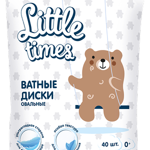Ватные диски детские LITTLE TIMES овальные, 40шт