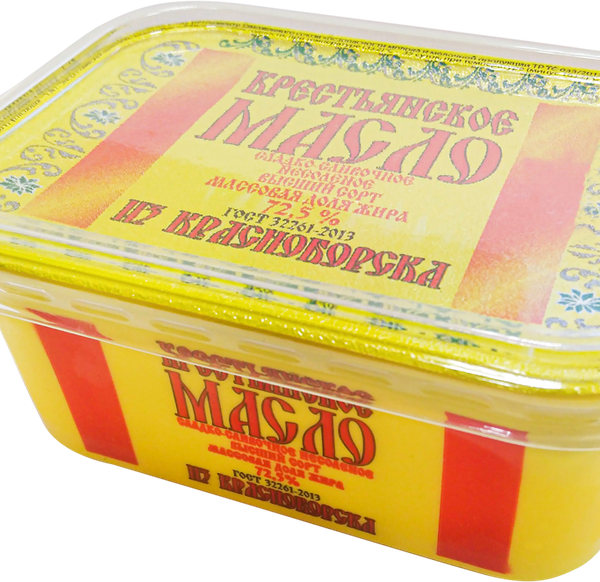 Масло сладкосливочное МЗ КРАСНОБОРСКИЙ Крестьянское несоленое 72,5%, без змж