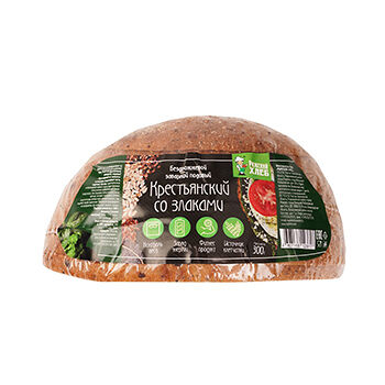Хлеб «Крестьянский» со злаками бездрожжевой заварной подовый, «Рижский хлеб», 300 г