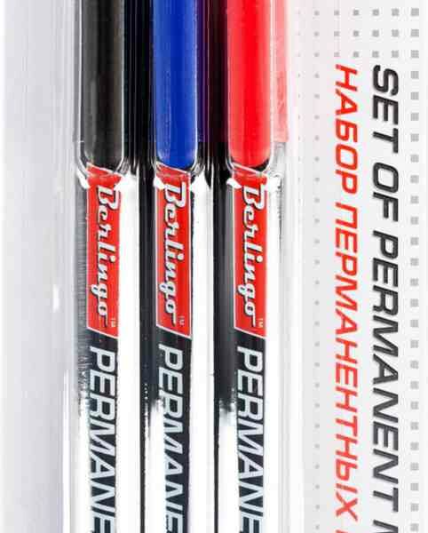 Набор маркеров перманентных Berlingo 3 цвета, 3 шт.