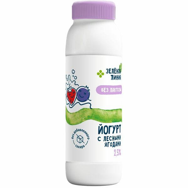 Йогурт с лесными ягодами безлактозный 2.5% Зелёная Линия, 290г