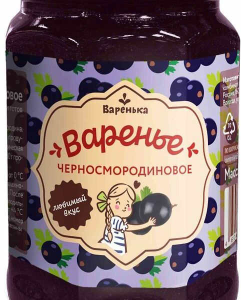 Варенье Варенька черносмородиновое 380г