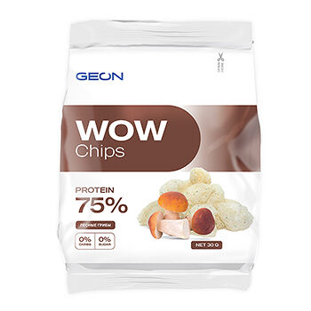 Чипсы протеиновые безуглеводные Geon Лесные грибы (75% белка, без глютена) 30 г, Россия