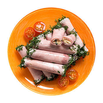 Рулетики из ветчины с сыром