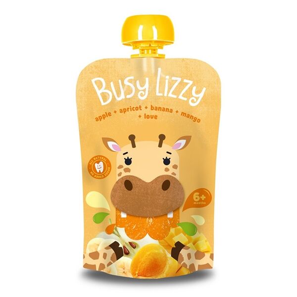 Пюре Busy Lizzy яблоко-абрикос-банан-манго