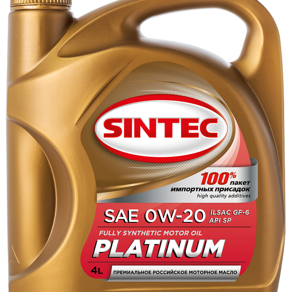 Масло моторное Sintec Platinum Sae 0W-20 Api SP синтетическое, 4л
