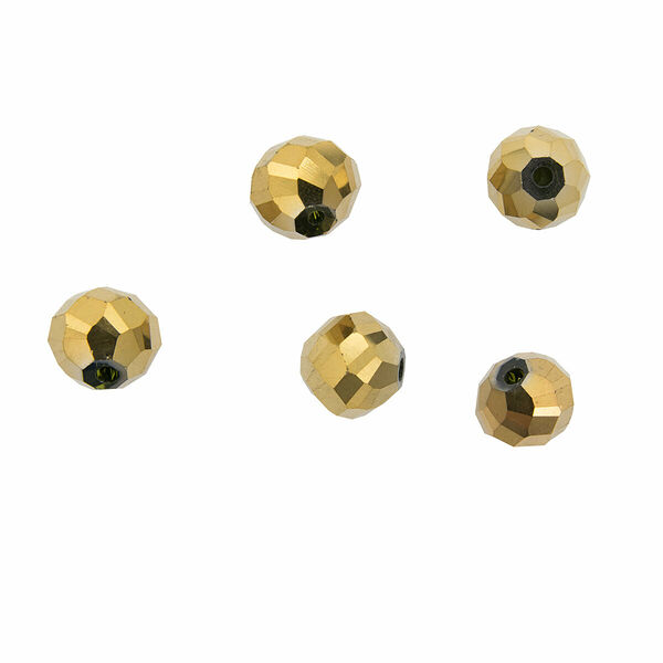 11393 Бусины стеклянные, 12мм, 5шт/упак(3-золото)