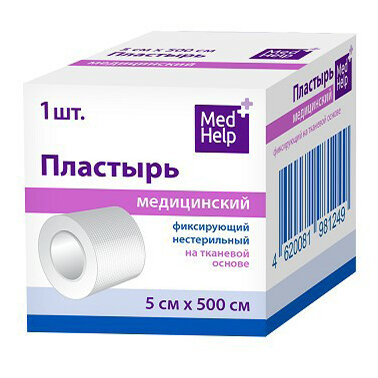 Лейкопластырь Med Help 5 см х 500 см тканевая основа