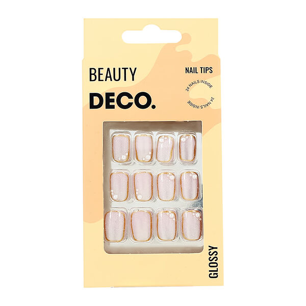 Набор накладных ногтей с клеевыми стикерами `DECO.` GLOSSY pearl (24 шт + клеевые стикеры 24 шт)