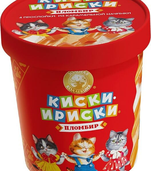 Мороженое пломбир Киски-Ириски Соленая карамель 12% 280г