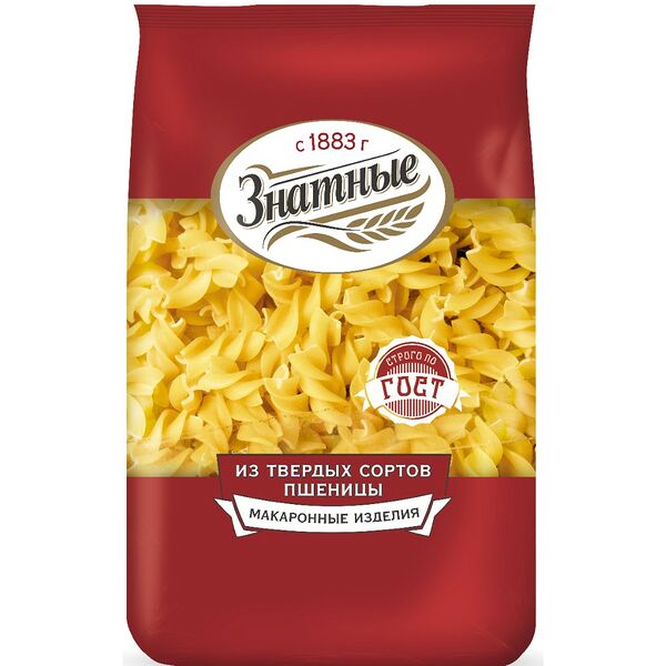 Макаронные изделия Спиральки Фигурные №73 Знатные грА в/с 400г