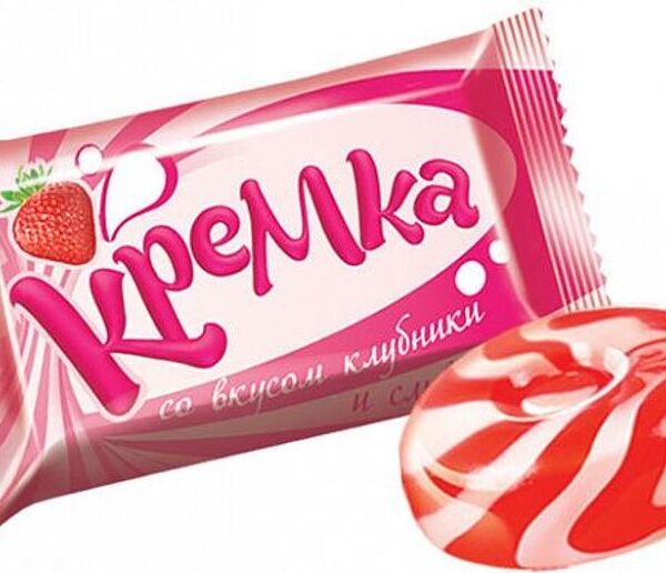 Карамель Кремка со вкусом клубники и сливок