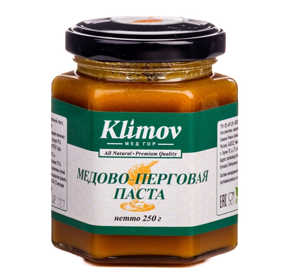 

Паста Klimov из мёда и перги с прополисом 250г, Россия