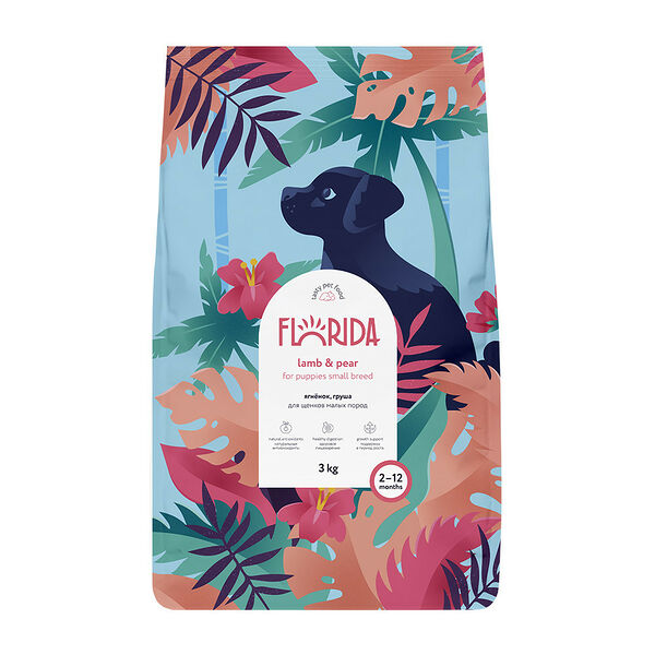 Сухой корм Florida для щенков малых пород Ягненок и груша, 3 кг