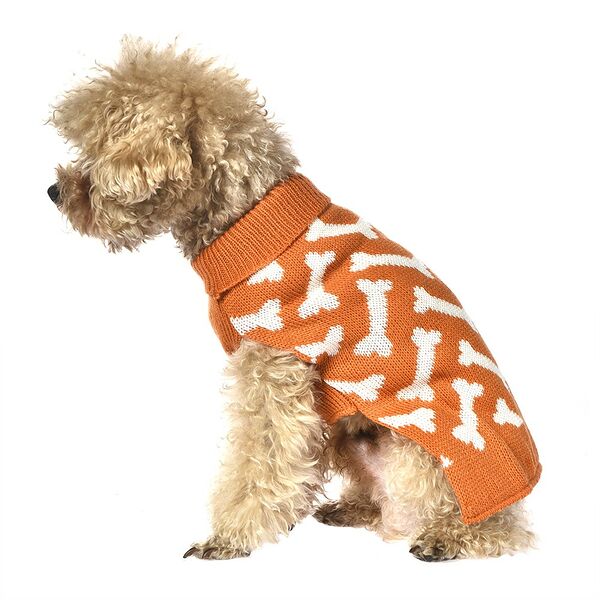 Свитер для собак FOXIE Bones S (длина спины 30см) оранжевый