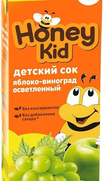 Сок Honey Kid яблочно-виноградный восстановленный осветлённый, 200мл