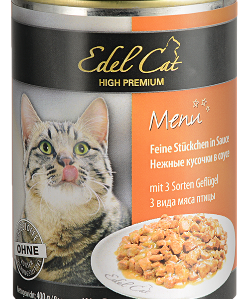 Edel Cat консервы для кошек (кусочки в соусе) 3 вида мяса