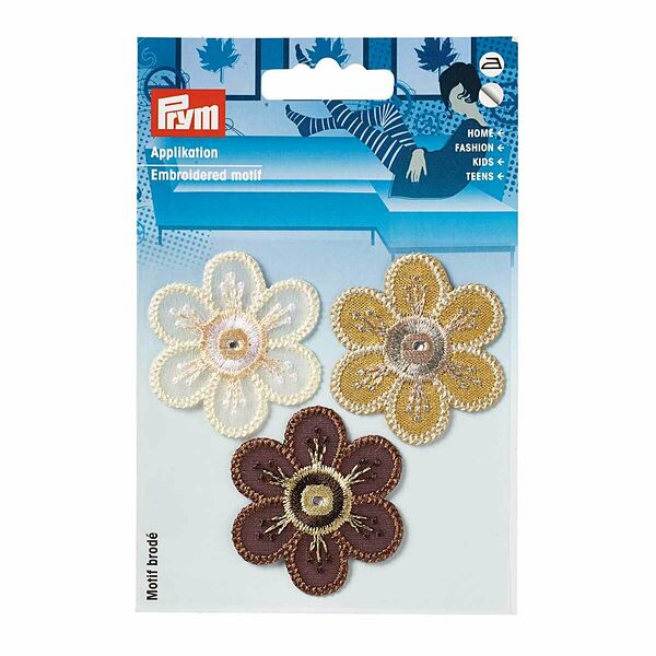 926532 Аппликация самоклеющаяся/ приутюживающаяся Цветы коричневый + натуральн. цв. Prym