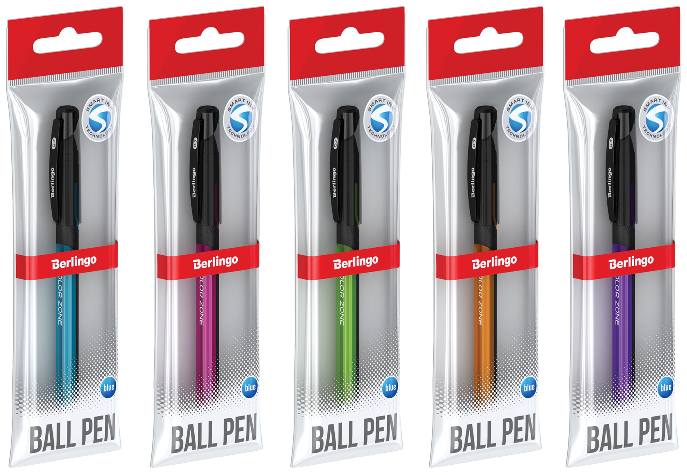 

Ручка шариковая BERLINGO Color Zone stick 0,7мм, синий, 1шт в ассортименте